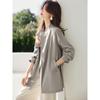 Shanli Dadi Retrô Simples Solto Confortável Top de Manga Comprida Primavera e Outono Novo Estilo Casual Pequeno Top Mid-length