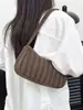 Comercio Exterior Versión Transfronteriza Estampado Rayado Fresco Pequeño Bolso de Hombro Pequeño Ligero Bolso de Axila Bolso Simple de Hombro Único de Pana