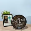 Artesanías de Madera Transfronterizas Plato Redondo Oficina en Casa Personalizado Slogan de Café Muebles de Hogar Estilo Campo Americano