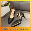 Bestseller Francés Tacones Altos Puntiagudos Huecos de Moda Versátil Brillantes Sandalias de Tacón Bajo Abiertas Nuevas Llegadas Primavera/Verano 2026