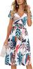 Vestido Novo de Verão Europeu e Americano 2025 para Mulheres Amazon Estampado Decote V Cruzado no Peito Manga Curta com Bolso