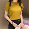 Top de punto sin mangas con cuello semi-alto Tianrousha para mujer, Chaleco corto de color liso con mangas raglán, Delgado y ajustado, Prenda exterior versátil para chicas a la moda