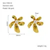 Estilo Ins Europeo y Americano Diseño de Nicho Pendientes Grandes Exagerados con Flores Elegantes para Mujer Acero Inoxidable Accesorios Versátiles para Pendientes Venta al por Mayor