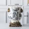 Vaso Cerámico Retro Americano de Alta Gama Personalizado de Fábrica Nuevo Estilo Chino Porcelana Azul y Blanca Sala de Estar Arreglo Floral de Alta Gama Europeo Transfronterizo