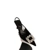 Sapatos de salto alto elegantes de alta qualidade com strass estilo francês para mulheres, design primavera-verão, modernos e versáteis, scarpins sexy de bico fino