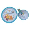 Louça de melamina louça infantil de melamina prato de jantar de desenho animado tigela colher garfo conjunto de quatro peças prato dividido de três compartimentos prato dividido