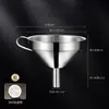 Funil Ferramenta Vintage de Aço Inoxidável 316 com Cabo Longo para Concha de Vinho Utensílio Doméstico de Cozinha Calibre Pequeno com Tela de Filtro para Despejar Óleo Bater Vinho