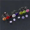 Brincos de aço inoxidável pequenos requintados simples moda brincos de zircônia com quatro garras brincos de zircônia redondos nicho atacado