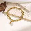 Moda Europea y Americana Versátil Acero Inoxidable Estilo Ins Joyería al por Mayor Personalizada Simple Corazón de Amor Pulsera de Perlas Joyería para Mujeres
