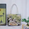 Bolsa de Lona Bordada Jacquard Dourada Dupla Face, Bolsa de Mão Fofa com Desenho Animado, Bolsa de Ombro para o Dia a Dia, Bolsa Artística