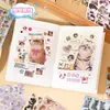 Libro de pegatinas troqueladas Yuxian, lindo gatito y cachorro con expresiones de letras creativas, material para diario, pegatinas de decoración de escenas DIY