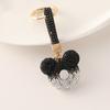Moda Popular en Internet Mickey Hueco con Diamantes Completos Llavero para Coche Anillo Decorativo para Bolso Colgante de Cuerda de Cuero Pequeño Regalo
