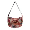 Tecido Jacquard Geométrico Estilo Chinês Área Cênica Étnica Modelo Novo 2026 Jacquard Tingido em Fio Bolsa de Ombro Único Transversal com Franja para Mulheres