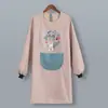Delantal de Manga Larga para Limpiarse las Manos para Mujer, Ropa de Trabajo Impermeable y a Prueba de Aceite para el Hogar y la Cocina, Overol, Delantal de Cocina para Adultos, Red de Dibujos Animados