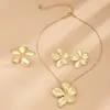 Joyería Transfronteriza Europea y Americana Borde Enrollado Flor de Cinco Pétalos Estambre Cadena de Serpiente Conjunto Collar Cadena de Cobre Pequeña Fresca Cadena de Clavícula de Aleación