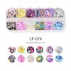 Decoración de uñas de Amazon con lentejuelas de mariposa, 12 cuadrículas, caja larga, lentejuelas para uñas, mariposa, redondas, color joyería para uñas