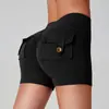 Pantalones Cortos de Yoga con Bolsillo de Cadera de Melocotón, Cintura Alta, Bolsillo, Deportivos, Fitness, Pantalones Triples para Mujer, Sensación de Segunda Piel, Alta Elasticidad, Secado Rápido