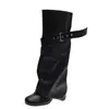 Botas de Moda de Verano 2026 Uso Bidireccional Botas de Jinete Mujer Retro Hasta la Rodilla Caña Ancha Piernas Gruesas Piernas de Pantalón Botas Largas