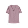 Camisa de Manga Corta con Textura de Satén a la Moda para Mujer 2025 Verano Nuevo Estilo Ejecutivo Versátil Intelectual Top Cuello en V