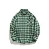 Camisa Casual Holgada Retro Estilo Americano para Hombre con Estampado de Letras a Cuadros de Marca de Moda Manga Larga Chaqueta Camisera a Cuadros para Pareja