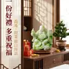 Figura de resina imitación jade del Buda Maitreya, un amuleto de la suerte para atraer riqueza y tesoros, adecuada para el hogar, la sala de estar, la entrada o como regalo para inauguraciones de negocios y fiestas de inauguración de casa.