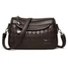 Bolsa Feminina 2025 Novo Estilo Couro Macio Grande Capacidade Multicamadas Bolsa de Mão Bolsa de Ombro Bolsa Transversal Simples Moda Pequena Bolsa Quadrada