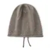 Cachecol 2026 Outono/Inverno Novo Chapéu Feminino Padrão Diamante Borda Enrolada Cordão Soltinho Quente Proteção para Orelhas Gorro Casual de Tricô