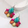 Brincos Coloridos Exagerados de Turquesa Branca Estilo Étnico Transfronteiriços Novos Brincos Geométricos Retrô Brincos Elegantes de Alta Qualidade