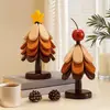 Alfombrilla resistente al calor para árbol de Navidad, decoración de mesa, base para maceta de madera maciza, posavasos plegable, base para cuenco, madera maciza certificada FSC
