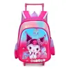 Mochila Escolar con Ruedas Modelo Nuevo Transfronteriza para Niños de 12 Pulgadas, Mochila de Estudiante de Primaria Rígida, Mochila Escolar de Jardín de Infancia con Dibujo de Kuromi