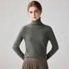 Suéter de cashmere de peça única sem costura com gola alta para mulheres, macio e aconchegante, gola alta, pulôver solto, malha base
