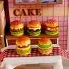 Hamburguesa de Dibujos Animados de Tamaño Grande Transfronteriza Miniatura de Resina Juguete de Comida Figura Linda Muñeca Decoración de Cocina Pegamento de Crema Accesorios DIY