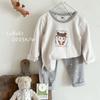 Talla Única Talla Grande Verde Bolero Pez Pequeño Lolo Clase A Otoño Dibujos Animados Amigable con la Piel Algodón Lycra Conjunto de Ropa de Casa para Niños
