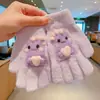 Guantes de Dedos Lindos para Niños Niñas Invierno Prueba de Frío Cálido Juego de Cinco Dedos Conjunto Completo de Dedos Tejido para Bebé Niños de Invierno
