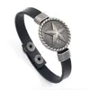 Pulsera de Cuero con Calavera y Llama en Relieve para Hombre, Estilo Punk Motociclista Europeo y Americano, Pulsera de Aleación Vintage y Cuero