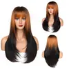 Peluca europea y americana de estilo transfronterizo, larga, recta, ligeramente ondulada, con capas y flequillo, disponible para venta al por mayor desde el fabricante