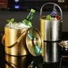 Cubo de Hielo Transfronterizo de Acero Inoxidable 304 con Aislamiento de Doble Capa, Alto Valor Estético, Adecuado para KTV, Champaña, Vino Tinto, Cerveza, Cubitos de Hielo y Uso en el Hogar
