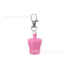 Em estoque variedade de chaveiro beleza maquiagem brilho labial batom capa de silicone gloss labial portátil chaveiro de gloss labial capa de reposição