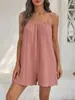 Exclusivo transfronteiriço para Moda Feminina de Verão da Amazon Alças Finas Macacão Curto Solto Emagrecedor Estilo Férias Cor Sólida Calça Wide Leg