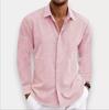 Camisas de Lino para Hombre, Mezcla de Lino, Exclusivamente para Ventas Transfronterizas, Estilo Retro Americano