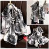Bufanda elegante de seda Hangzhou con protección solar y letras para mujer, ideal para primavera y otoño, fina y larga, chal de satén de verano.