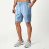 Exportação Transfronteiriça Masculino Europeu e Americano Verão 2025 Novo 3D Cor Pura Cordão Algodão Puro Solto Shorts Esportivos para Homens