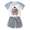 Wang Wang equipe infantil manga curta terno infantil verão estilo ocidental novo pequeno e médio porte crianças shorts casual moda duas peças na moda