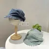 Chapéu de Pintor Vintage Lavado em Jeans Estilo Japonês para Mulheres, Design de Nicho, Circunferência da Cabeça Grande, Faz o Rosto Parecer Menor, Chapéu Boina Versátil
