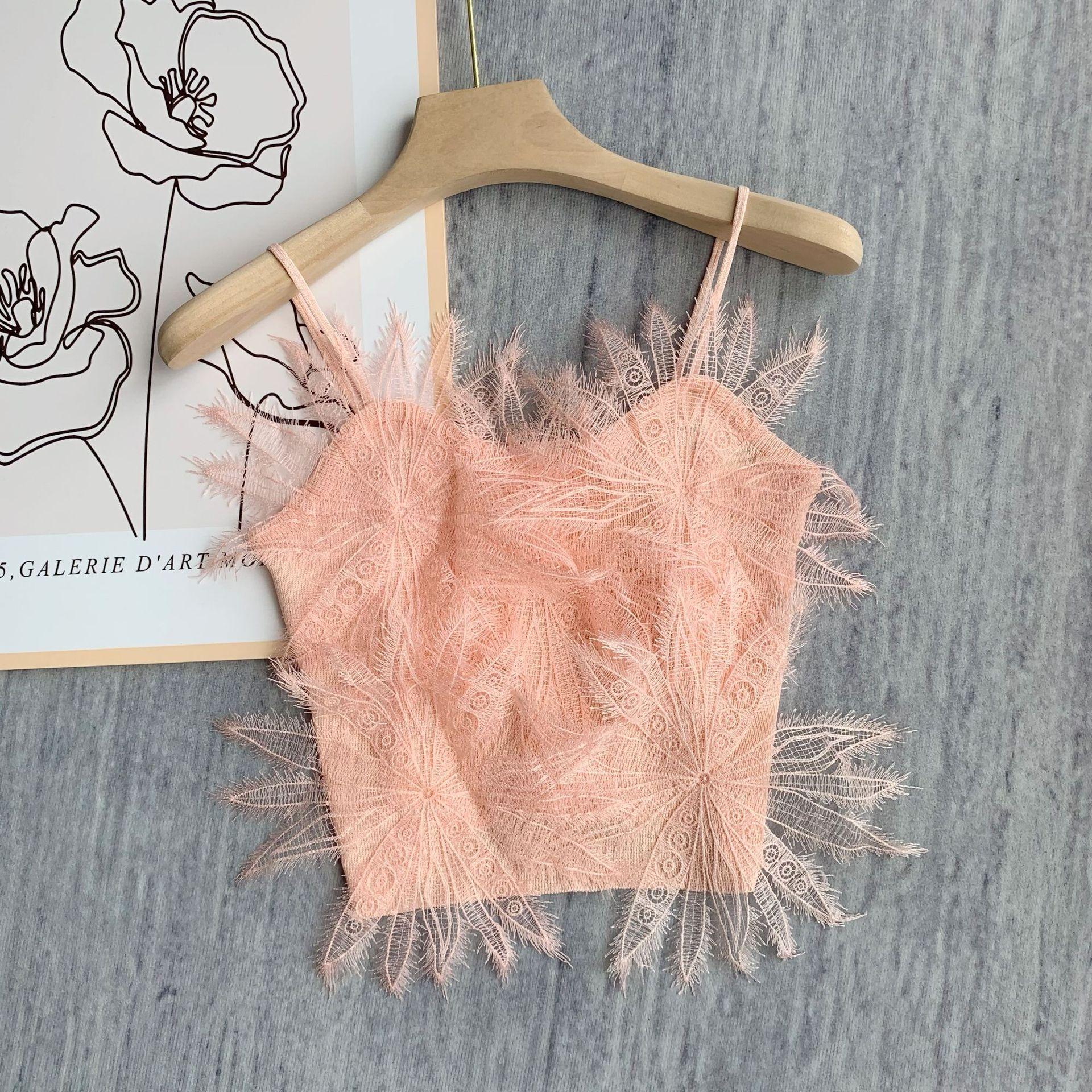 Z-3-30-1  蕾丝羽毛吊带背心 (5)
