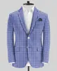 Blazer de Xadrez Masculino de Linha Única com Dois Botões Personalizado para Exportação Transfronteiriça, Blazer Casual Slim Masculino