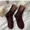 Calcetines Femeninos Estilo Princesa Versátiles de Media Pantorrilla Algodón Estilo Coreano Calcetines de Felpa Otoño e Invierno Estilo Preppy Peluche de Dibujos Animados Calcetines para Niñas