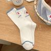 Calcetines de Media Caña Bordados para Mujer de Primavera y Verano, Calcetines Largos de Moda Estilo Japonés, Lindos Calcetines de Algodón de Fresa, Calcetines Holgados para Mujer