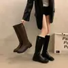 Botas Longas com Zíper nas Costas Femininas Outono Inverno 2026 Novo Estilo Acima do Joelho Sola Grossa Emagrecedoras Botas Altas Botas de Equitação Femininas Botas Longas