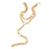 Collar de Moda Transfronterizo con Anillos Redondos, Cadena en Forma de Y, Cadena para Clavícula, Cadena Larga Apilada de Dos Capas para Suéter, Collar, Pulsera para Mujer